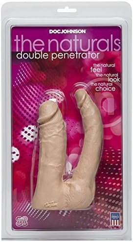 Doc Johnson The Naturals - Double Penetrator Dildo - Thick And Thin Dildo Attached At Balls - Made Of Body-Safe Pvc - Proudly Made In America - Dildo - White - Image 2
