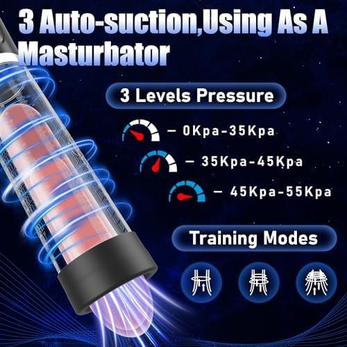 Sex Pump For Men, Strong Penis Pump Sex Toys For Enlarger With 3 Suction Mode, Electric Penis Vacuum Pump With 3 Cock Ring, Training Cock Pump With 3 Pocket Pussy For Male - Image 2