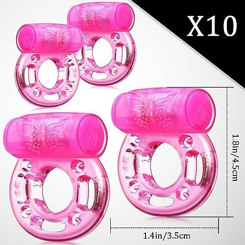 Tisancy 10 Pcs Vibrating Cock Ring Vibrator Disposable Silicone Penis Ring With Clit Stimulator Intimate Toys Soft Penis Vibrating Ring Gifts For Him Or Her Pleasure Couples Adult, Pink - Image 2