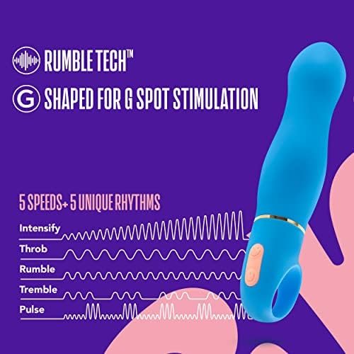 Blush Aria Exciting Af Silicone Vibrator - Rumbletech Powerful Rumbly 10 Vibration Settings - G Spot Stimulation - Ipx7 Waterproof - Finger Loop For Accessibility - Sex Toy For Women Couples - Blue - Image 3