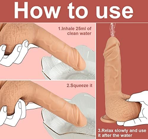 Realistic Dildo 7.8'' Squirting Dildo Like Real Skin,Soft Silicone Anal Dildo With Strong Suction Cup For Beginners Adult Sex Toys For Women Without Pump For One-Handed Use (Light Color) - Image 3