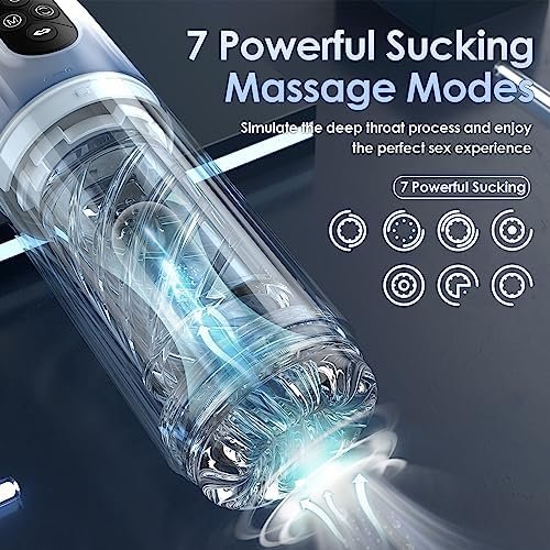 Automatic Male Masturbator - Penis Pump Adult Toys Male Sex Toys For Men Pocket Pussy Adult Sex Toy Male Stroker With 4 Pump & 7 Rotating & 7 Licking & 7 Sucking Male Masturbators - Image 2