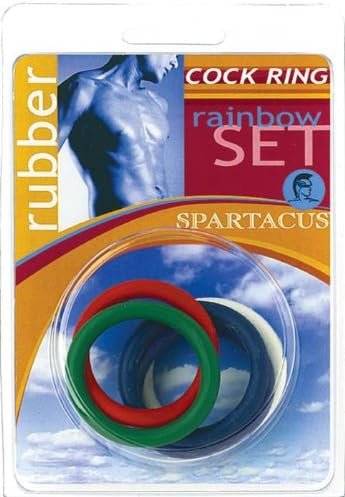 Spartacus Rubber Cock Ring, 1.25", 5 Multicolor Pack - Image 2