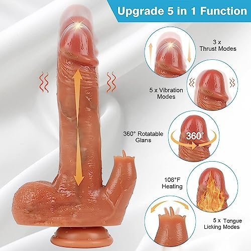 Thrusting Dildo Vibrator With Licking/Heating/Rotation/Vibrating/Thrusting, 8.7” Realistic Vibrating Dildo With Suction Cup, Silicone Dildo For G-Spot Clitoral Anal, Adult Sex Toy For Women - Image 2