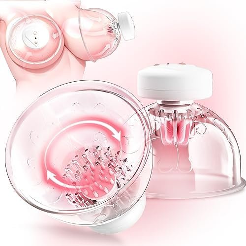 Nipple Toy Vibrator For Women, Nipple Stimulator With 12 Rotating&10 Suction, Lubisey Nipple Sucker Sex Toy With 2 Pairs Of Brushes, Enhanced Size Nipple Massager Sex Toys For Large Breasts