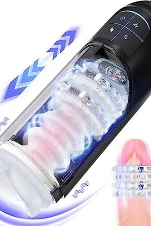 Automatic Male Masturbators Sex Toys For Men With Adjustable Massage Rollers, Male Stroking Toys With Powerful Thrusting & Vibrating Mode, Detachable Visable Realistic Pocket Pussy Adult Toys Strokers