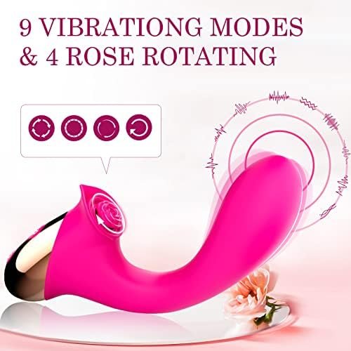 Clitoral Licking G Spot Dildo Vibrators Sex Toys For Couple, Rose Adult Toys For Women Sex Pleasure With 9 Vibrating & 4 Rotating Modes, Clitoris Anal Stimulator Strap On Dildo Vibrator Rose Toy - Image 3