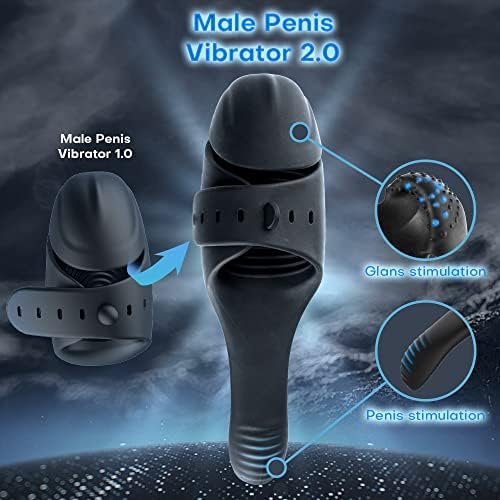 Male Masturbator Penis Vibrator With 10 Vibrations,Hands-Free Mens Vibrator Sex Toys For Men Masturbation With Adjustable Buckle,Glans Trainer Stimulator For Men Prolong Endurance & Games Black - Image 2