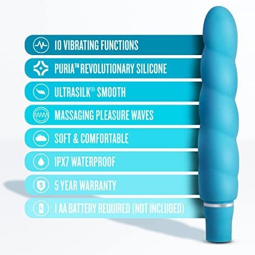Blush Luxe Anastasia - 6 1/2 Inch 10 Vibrating Functions Spiral Platinum Silicone Aa Battery Powered Vibrator - Ribbed Stimulator - Ipx7 Submersible Waterproof - Sex Toy For Women Couples - Periwinkle - Image 2