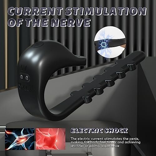 Cock Ring With Electric Shocks Adjustable Penis Ring For All Dick Size Sex Toys For Men Longer Harder Rechargeable Cock Rings Vibrator With 5 Electric Shocks Mode Adult Sex Toy For Couples Pleasure - Image 3