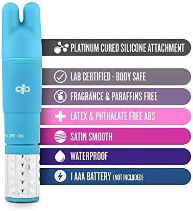 Rose Revitalize Massage Kit - Massager, Clitoral, External Massager Vibrator - 3 Ultrasilk Smooth Puria Silicone Attachments For Pleasure, Stress Relief - Waterproof - Pocket Sized - Blue - Image 2