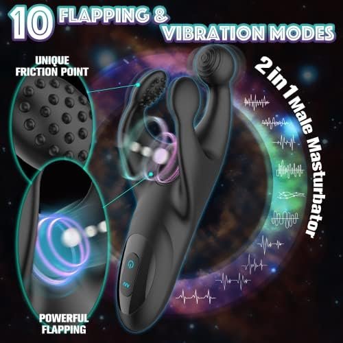 Male Vibrator Sex Toys For Men, Male Sex Toys Mens Vibrator Flapping Male Masturbator Penis Vibrator, 10 Flapping & 10 Powerful Vibrations, Male Stroker Glans Trainer Stimulator Adult Toys For Men - Image 2