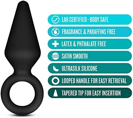 Blush Anal Adventures Platinum Ultrasilk Silicone Retrieval Ring - Small Beginners Training 3 Inch Butt Plug Adult Toy - Latex And Phthalate Free - Sex Toys For Women Men Couples - Black - Image 2