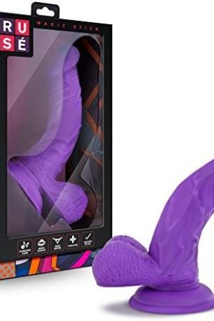 Ruse - Magic Stick - 7" Realistic G Spot Stimulating Curved Ultrasilk Smooth Soft Platinum Cured Purioโข Silicone Dildo - Suction Cup Harness Compatible Sex Toy For Women Men Adults - Purple