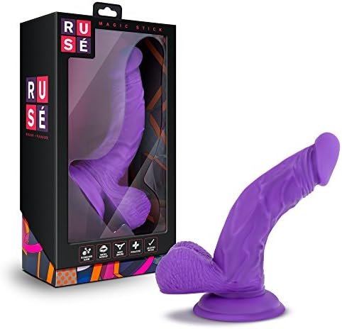 Ruse - Magic Stick - 7" Realistic G Spot Stimulating Curved Ultrasilk Smooth Soft Platinum Cured Purio™ Silicone Dildo - Suction Cup Harness Compatible Sex Toy For Women Men Adults - Purple