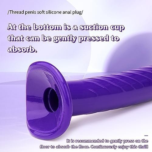 Suction Cup Screw Thread Penis Soft Silicone Anal Plug Lengthened Anal Strip Butt Plug Adult Sex Toys(Purple,S) - Image 3