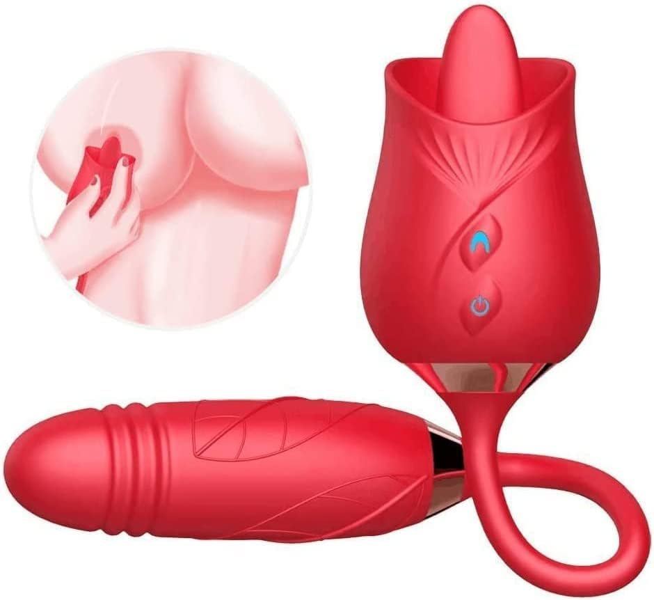Rose Sex Toy For Women -Rose Sex Toy With Tongue Licking Vibrator For Women Rose Nipple Stimulation, Rechargeable Vibrating Machine Clitoral Vibrator Sex Toys For Women Pleasure - Image 2