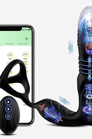 Thrusting Anal Vibrator Prostate Massager With Cock Ring - App & Remote Control Anal Plug Anal Sex Toys With 9 Thrusting & 9 Vibration Modes, Dildo Butt Plug Sex Toys For Men And Couple Pleasure