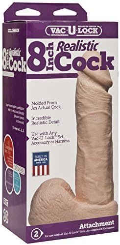 Doc Johnson Vac-U-Lock - The Realistic Cock - 8 Inch - F-Machine And Harness Compatible Dildo - Vanilla - Image 3