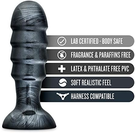 Blush Jet Annihilator - 11" Long Huge Butt Plug - Extreme Advanced 3" Thick Anal Probe Dildo With Ridges - Flexible Suction Cup Harness Compatible - Sex Toy Women Men Couples - Carbon Metallic Black - Image 2