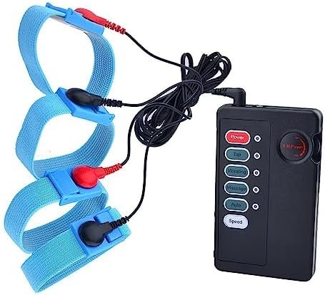 4Pcs Adjustable E-Stim Penis Ring Cock Rings Loops Wires With Electro Power Unit Box Kit Electro Stimulation Masturbation Set Electric Shock Device For Male For Beginner