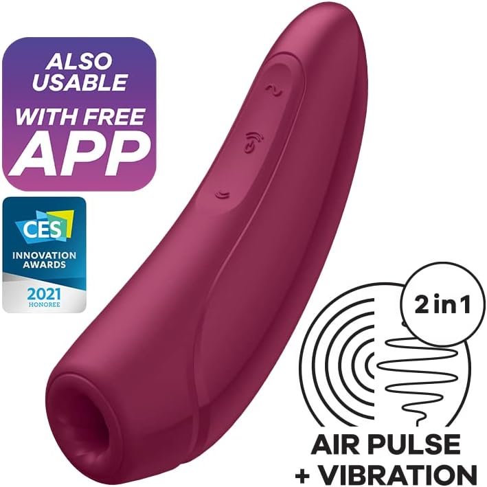 Satisfyer Curvy 1+ | Air-Pulse Clitoris Stimulating Vibrator | Connect App | 2 Motors | Clitoral Sucking Pressure-Wave Technology & Vibration | Waterproof (Ipx7) | Rechargeable Battery (Rose Red) - Image 2