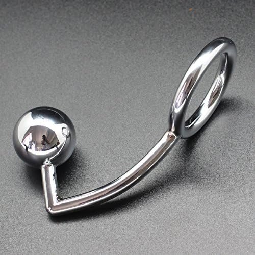 Anal Plug Cock Ring With Ball Metal Steel Hook Chrome Butt - Image 2