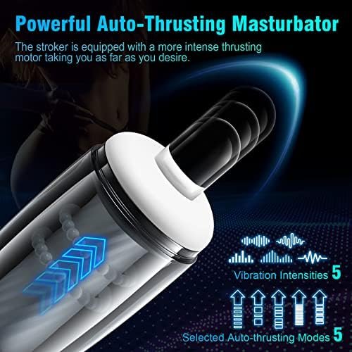 Automatic Male Masturbator, 5 Telescoping & Vibrating Electric Sex Masturbation Cup Penis Stroker For Men Hands Free Realistic Pocket Pussy & Oral Sex Blowjob - Image 3