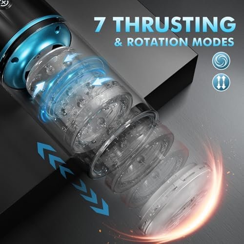 Automatic Male Masturbators Cup, Male Masturbator Toy With 7 Thrusting & Rotating, 50Db Quiet Hands Free Pocket Pussy Stroker, 3D Realistic Sleeve Adult Toys Male Sex Toys For Men Blue - Image 2