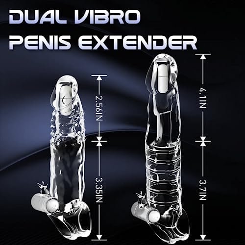 2 Pack Vibrating Penis Sleeve With Clitoral Vibrator, Couple Sex Toys, 4.1 & 2.6 Inch Penis Extender Cock Sleeve Set With Penis Ring, Sexual Enhancer Penis Extension Sleeve, Sex Toys For Men - Image 2