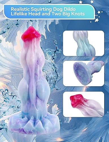Squirting Dildo 9Inch Realistic Dog Dildo With Knots And Suction Cup, Thick Dragon Blue Silicone Dildos Anal Plug Toys For Women Men And Couples Strap On - Image 3