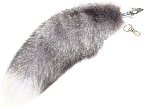 Fosrion Versatile Tail Stainless Steel Fox Tail: Sensual Anal Plug & Stylish Keychain (Small Plug, Blue)