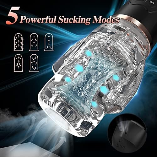 Male Masturbator Adult Toys, Mens Sex Toys Automatic Sucking Masturbators Penis Pump With 5 Suction & 10 Vibration, Male Stroker With Powerful Side Motor Men Masturbation Sex Toys For Men Black - Image 3