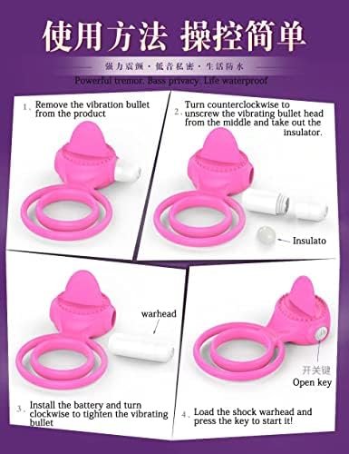 Couple Sexy Toy, Elastic Delay Ring, Vibrating Cock Stretchy Intense Clit Stimulation Premature Ejaculation Lock Vibrator (Black) - Image 3