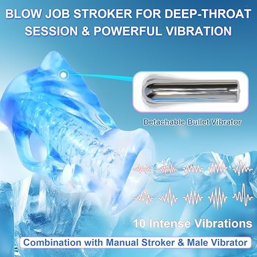 Lniiy Male Stroker Vibrator Masturbator Grip, Ultra-Soft Blue Ice Vibrating Adult Sex Toys For Men Masturbation, Open Ended Penis Sleeve Trainer Blowjob Sex Toy, Pocket Pussy For Men - Image 3