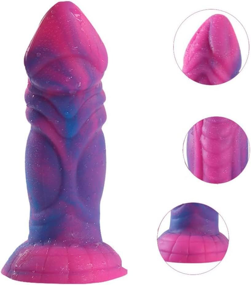 Realistic Dragon Dildo Fat Thick Dildos Flexible Silicone Dildo Adult Women Sex Toy With Suction Cup G Spot Dildo, Starry Purple - Image 3