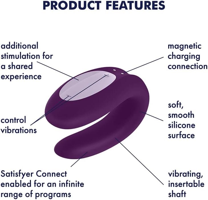 Satisfyer Double Joy Connect App | Partner Vibrator | 2 Strong Power Motors | Waterproof (Ipx7) | Rechargeable Battery | Skin-Friendly Silicone (Violet) - Image 3