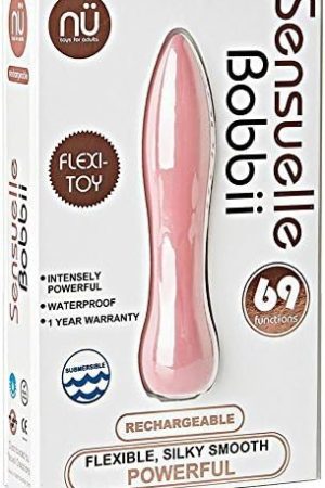 Novel Creations Nu Sensuelle Bobbii Flexible Silicone 69 Function Usb Rechargeable Waterproof Bullet Massager, Pink