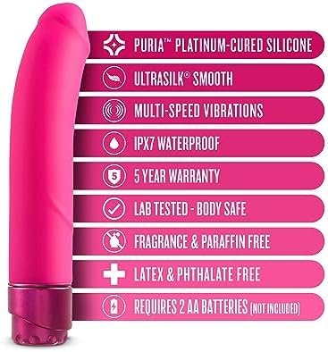 Blush Beau - 8.5 Inch Platinum Puria Silicone Deep Rumbly Vibrating Dildo - Curved For G Spot - Ipx7 Waterproof - Ultrasilk Smooth Vibrator Sex Toy For Women Men Couples - 5 Year Warranty - Pink - Image 2
