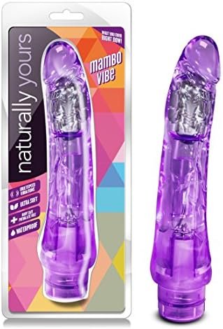 Blush Mambo Vibe - 9 Inch Soft Realistic Vibrating Dildo - Tunable Vibrations Located At The Tip For Deep Stimulation - Flexishaft So It'S Not Floppy - Waterproof Vibrator For Women Men - Clear Purple