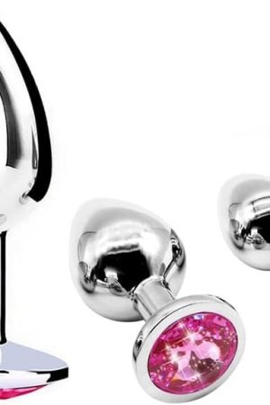 3 Piece(Pink) Refined Stainless Steel Smooth Trainer Suction Cup Realistic Classic Dick Plug Double Headed Kit