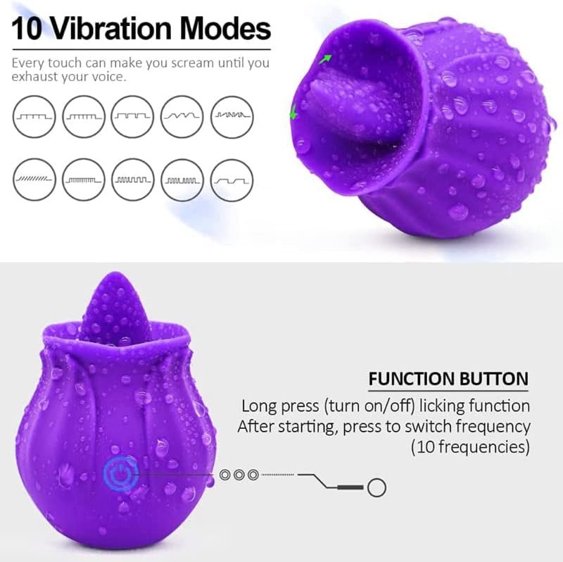 Rose Sex Toy For Women -Rose Sucking Vibrator Clitoral Nipple Stimulator With 10 Modes, G Spot Dildo Vibrator Rose Sucker, Rose Sex Toy For Women Female Couples Adult Sex Toys(Purple) - Image 2