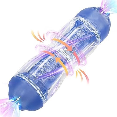 Rotating Male Masturbator Cup Adult Sex Toys For Men,Manual Masturbators Stroker Sleeve For Man Masturbation,Dual Open Ended Portable Pocket Pussy With 3D Realistic Vagina Textured Blowjob