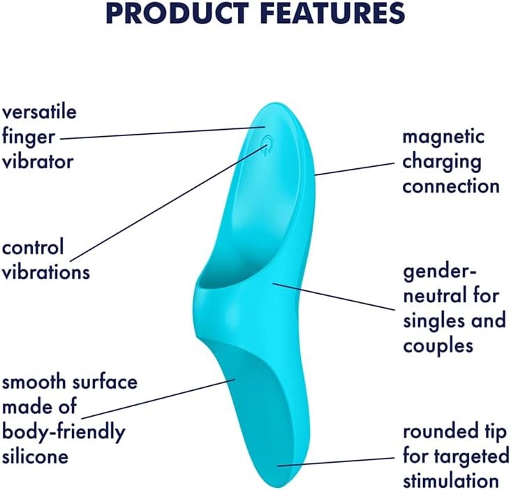 Satisfyer Teaser Finger Vibrator - 12 Vibration Programs For Stimulation Of The Clitoris, Penis And Erogenous Areas - Waterproof, Rechargeable (Light Blue) - Image 3
