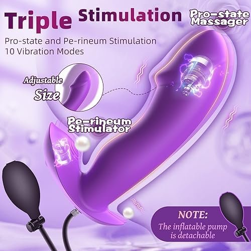 Couple Sex Toys Anal Vibrator Prostate Massager, Mtsige Inflatable Butt Plug With 10 Vibration Modes, Remote Control Dildo Vibrator Gspot Stimulator, Sex Toy For Adult Male Famale Men Women & Couples - Image 2