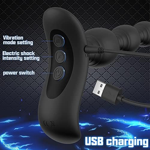 Electric Shock Anal Vibrator Prostate Stimulator, Xinbale 10 Vibration Modes Electric Stimulation Butt Plug Vibrating Anal Plug Vibrator Anus G Spot Sex Toy For Men, Women Black - Image 3