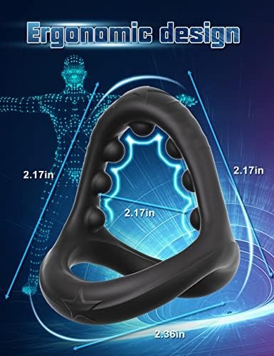 Silicone Cock Ring, Erogenous 3 In 1 Ultra Soft Penis Rings For Erection Enhancing, Triangular Cock Rings With Massage Beads, Adult Sex Toys & Games Male Sex Toys For Men Couple (X-Large) - Image 2