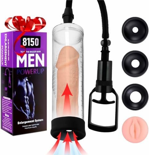 Penis Pump Set - Manual Vacuum Penis Enlarger Enlargement, Vagina Sleeve, 3 Silicone Sleeves Of Different Sizes To Fit Penis Size, Pumps & Enlargers, Men Sex Toys, Sex Products For Adult Couples
