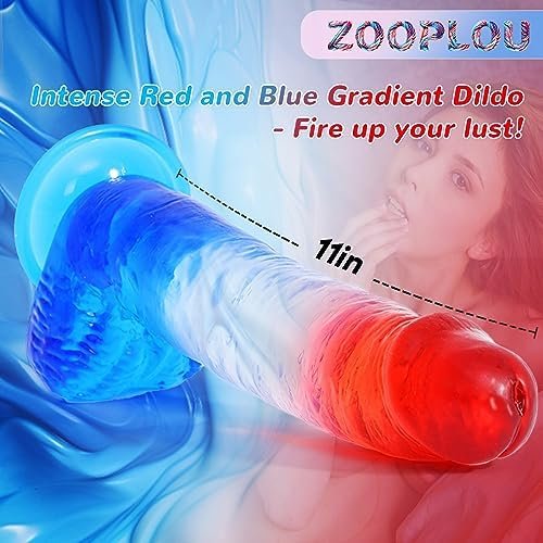 Huge Thick Clear Dildo 2.35" Diameter 11" Long, Xl Big Fat G Spot Anal Dildos With Strong Suction Cup, Red Blue Jelly Soft Real Dildo Women Couples Male Adult Sex Toys, Strap On Penis Female Sex Toy - Image 2