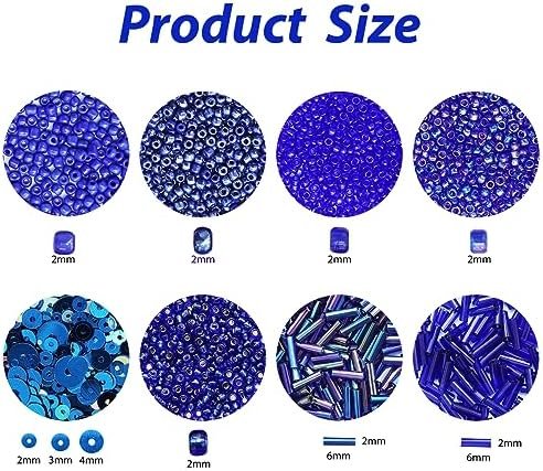 Many Kinds Of Craft Beads Including Glass Bugle Seed Beads ,Sequins Beads For Diy Arts Crafts Sewing Embroidery Clothing Jewelry Making (Royal Blue) - Image 2